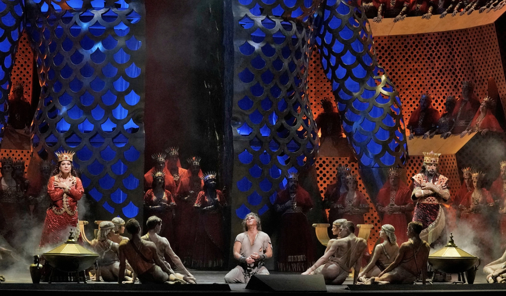 Scene from stage performance of "Samson et Dalila" at the Met Opera.